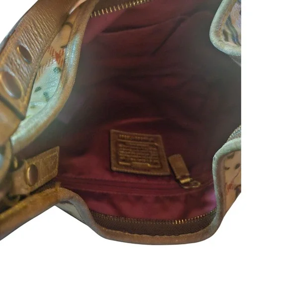 Coach Est 1941 Hobo Shoulder Bag Beige Plaid Script Logo - Picture 12 of 14